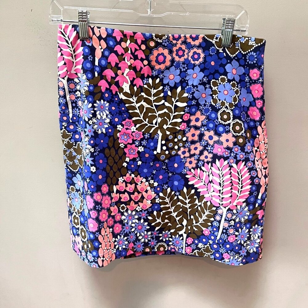 Talbots‎ Floral Print Skirt Women's Size 4 Cotton Spandex Blend Polyester Lining